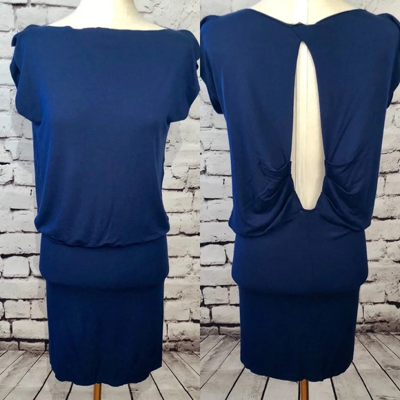 Rachel Pally Blue Modal Open Back Mini Dress - Picture 1 of 8